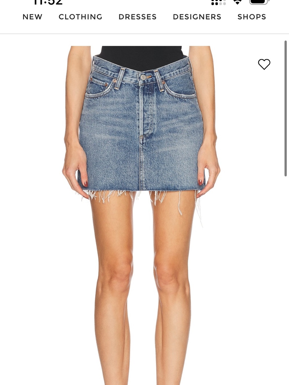 Agolde Distressed Light Blue Denim Mini Skirt in Fairway